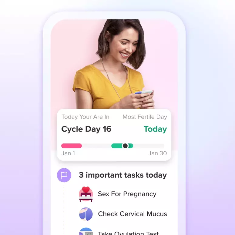 A phone showing Glow Ovulation app’s task reminder screen which helps the user get pregnant